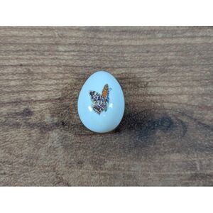 Limoges France Trinket Box Egg Shaped Butterfly Decor Porcelain Pill‎ Box